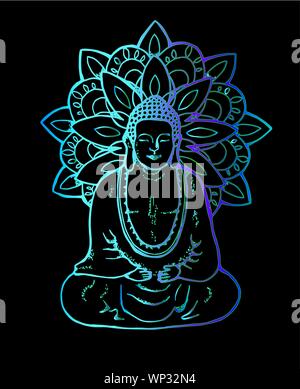 Abbildung einer Meditation mandala Buddha. Farbe Mandala im Stil von sentangle. Street Art Stock Vektor