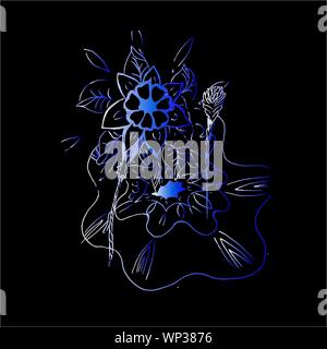 Farbverlauf Abbildung einer psychedelischen mandaloid Blume in der Technik der schlüpfen. Alte Ansicht. Stock Vektor