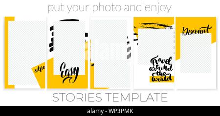Trendy bearbeitbaren Vorlage für soziale Netzwerke Geschichten Stock Vektor
