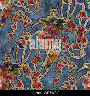 Aquarell von Blatt und Blumen, nahtlose Muster Stockfoto