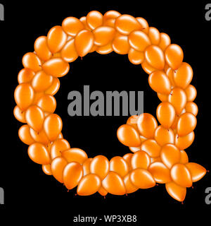 Orange Buchstaben Q von heliumballons Teil des englischen Alphabets. Stockfoto