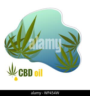 Logo mit Hanfblatt und Text CBD Öl. Hanf Blätter Hintergrund Stock Vektor