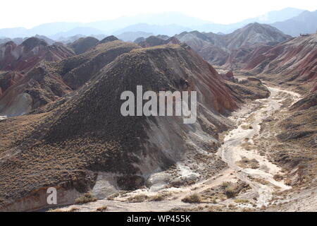 Zhangye Rainbow Bergen Gansu China drone Stockfoto