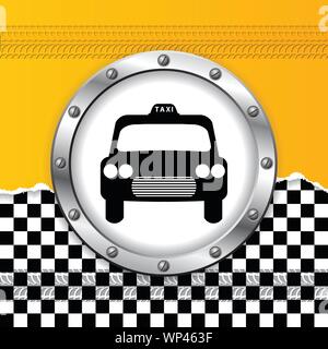 Taxi Hintergrund mit zerrissenen Papiers und metallischen Symbol Stock Vektor