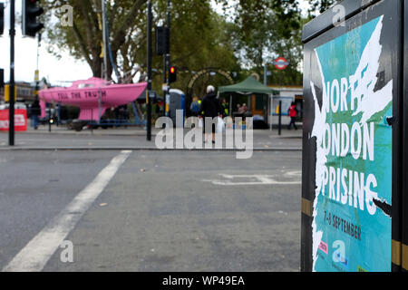 Turnpike Lane, London, Großbritannien. 7. September 2019. Aussterben Rebellion Klimawandel Demonstranten ihren Aufstand im Norden Londons. Quelle: Matthew Chattle/Alamy leben Nachrichten Stockfoto
