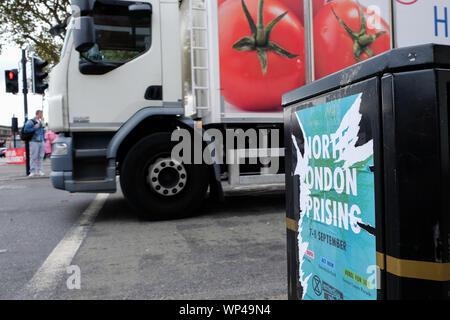 Turnpike Lane, London, Großbritannien. 7. September 2019. Aussterben Rebellion Klimawandel Demonstranten ihren Aufstand im Norden Londons. Quelle: Matthew Chattle/Alamy leben Nachrichten Stockfoto