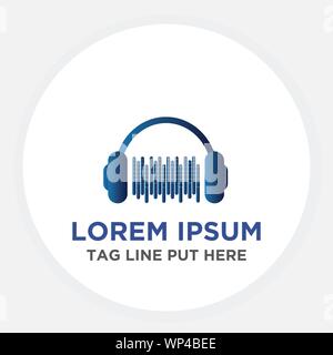 Kopfhörer Musik oder DJ Logo Design template-Vektor Stock Vektor