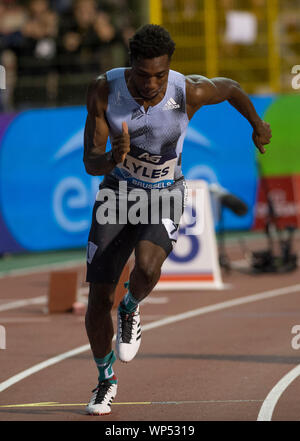 Brüssel, Belgien. 07 Sep, 2019. Noah Lyles (USA), die in Aktion während der iaaf Diamond League Athletik an das König-Baudouin-Stadion in Brüssel. Credit: SOPA Images Limited/Alamy leben Nachrichten Stockfoto