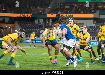 Sydney, Australien. 07 Sep, 2019. Samoa angreifen während der Internationalen Test Match zwischen Australien und Samoa an Bankwest Stadion, Sydney, Australien, am 7. September 2019. Foto von Peter Dovgan. Credit: UK Sport Pics Ltd/Alamy leben Nachrichten Stockfoto