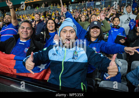 Sydney, Australien. 07 Sep, 2019. Fans während der Internationalen Test Match zwischen Australien und Samoa an Bankwest Stadion, Sydney, Australien, am 7. September 2019. Foto von Peter Dovgan. Credit: UK Sport Pics Ltd/Alamy leben Nachrichten Stockfoto