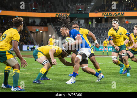 Sydney, Australien. 07 Sep, 2019. Samoa angreifen während der Internationalen Test Match zwischen Australien und Samoa an Bankwest Stadion, Sydney, Australien, am 7. September 2019. Foto von Peter Dovgan. Credit: UK Sport Pics Ltd/Alamy leben Nachrichten Stockfoto