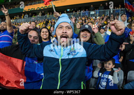 Sydney, Australien. 07 Sep, 2019. Fans während der Internationalen Test Match zwischen Australien und Samoa an Bankwest Stadion, Sydney, Australien, am 7. September 2019. Foto von Peter Dovgan. Credit: UK Sport Pics Ltd/Alamy leben Nachrichten Stockfoto