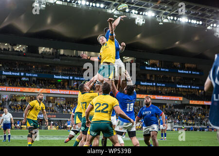 Sydney, Australien. 07 Sep, 2019. Line out während der Internationalen Test Match zwischen Australien und Samoa an Bankwest Stadion, Sydney, Australien, am 7. September 2019. Foto von Peter Dovgan. Credit: UK Sport Pics Ltd/Alamy leben Nachrichten Stockfoto