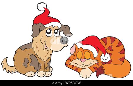 Weihnachten Katze und Hund Stock Vektor