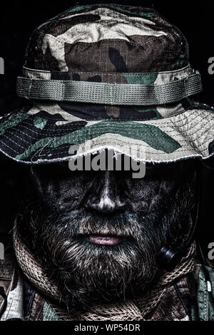 Commando Soldat in boonie Hut Nahaufnahme portrait Stockfoto