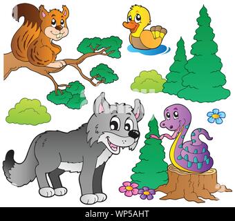 Wald Cartoon Tiere 2. Stock Vektor