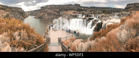 Panoramablick auf das Luftbild von Shoshone Wasserfälle, Idaho. Stockfoto