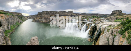 Panoramablick auf das Luftbild von Shoshone Wasserfälle, Idaho. Stockfoto