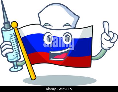 Krankenschwester Flagge Russisch in Cartoon Schrank gelagert Stock Vektor