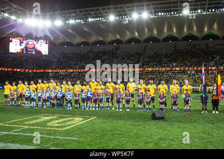 Sydney, Australien. 07 Sep, 2019. Australien während der Internationalen Test Match zwischen Australien und Samoa an Bankwest Stadion, Sydney, Australien, am 7. September 2019. Foto von Peter Dovgan. Credit: UK Sport Pics Ltd/Alamy leben Nachrichten Stockfoto