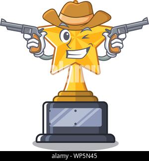 Cowboy cartoon star Trophy im Charakter Schublade Stock Vektor