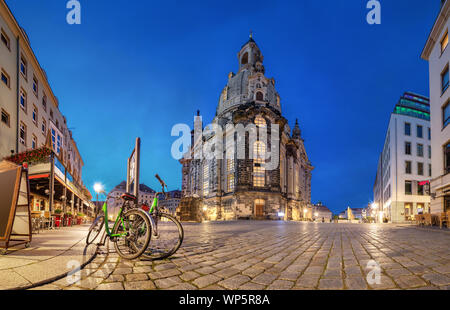 Dresden, Deutschland. Frauenkirche - barocke Kirche wieder eingeweiht, nachdem sie im zweiten Weltkrieg zerstört Stockfoto