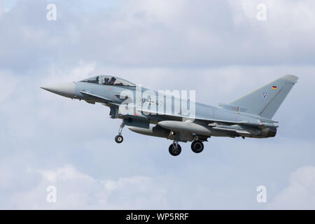 Deutsche Eurofighter Typhoon auf Annäherung an RAF Waddington, 4. September 2019 Stockfoto