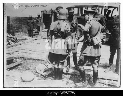 König Geo. sieht deutsche Rüstung Stockfoto