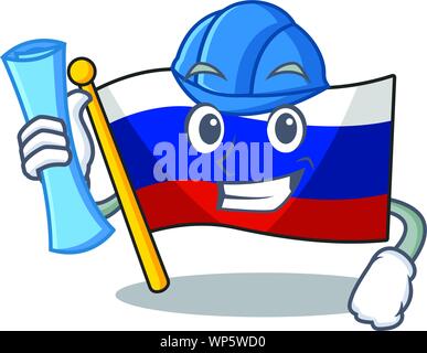 Architekt Flagge Russisch in Cartoon Schrank gelagert Stock Vektor