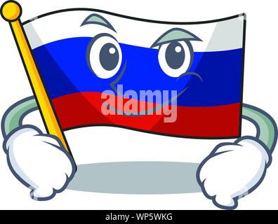 Grinsend Flagge Russisch in Cartoon Schrank gelagert Stock Vektor