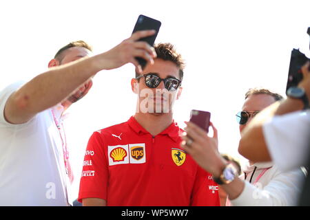 Monza, Italien. 07 Sep, 2019. #16 Charles Leclerc, Scuderia Ferrari. GP Italien, Monza 5-8 September 2019 Photo Credit: Unabhängige Agentur/Alamy leben Nachrichten Stockfoto