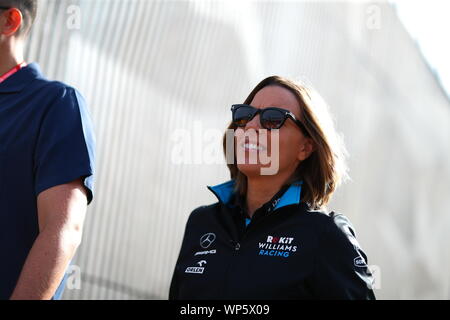 Monza, Italien. 07 Sep, 2019. Claire Williams Teamchef Williams Österreichische GP Italien, Monza 5-8 September 2019 Photo Credit: Unabhängige Agentur/Alamy leben Nachrichten Stockfoto
