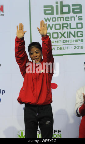 Maria Kom ist eine olympische Boxer aus östlichen Indischen Staat, Manipur. Sie ist die einzige Frau aus Indien Welt Amateur Boxing Champion für einen Datensatz zu werden Stockfoto