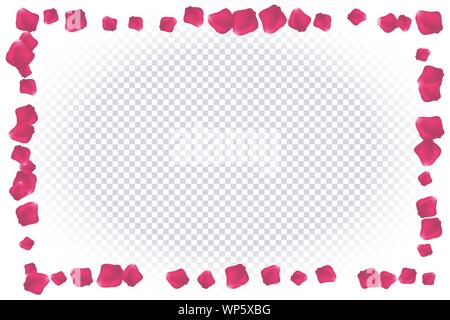Nahtlose horizontale Muster von rose Blüten. Der Rote Rosenblätter auf transparenten Hintergrund. Vector Illustration für Valentines Tag geeignet Stock Vektor