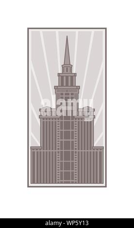 Abbildung eines Hochhauses. Vektor. Hoher Turm; Logo für ein Bauunternehmen. Stock Vektor