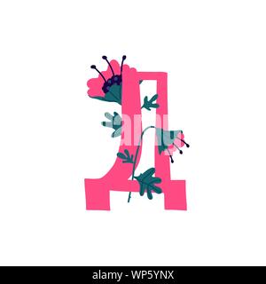 Buchstaben des russischen Alphabets. Vektor. Slawischen kyrillischen Schrift. Schöne Farbe Buchstaben in Pflanzen und Blumen. Botanik und Floristik. Dekorative Logo. Stock Vektor