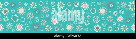 Nahtlose streublümchen Blumenmuster Grenze. Ein vintage Vektor wiederholen Design Hintergrund. Stock Vektor