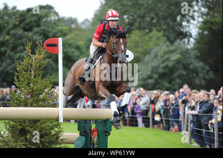 Stamford, UK, Samstag, 7. September 2019. Bruce Davidson Jr (USA), Jak Mein Stil der Land Rover Burghley Horse Trials, Cross Country Phase. © Julie Priestley/Alamy leben Nachrichten Stockfoto