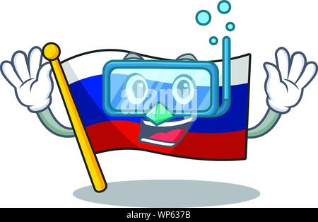 Tauchen Flagge Russisch in Cartoon Schrank gelagert Stock Vektor