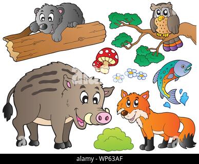 Wald Cartoon Tiere 1. Stock Vektor