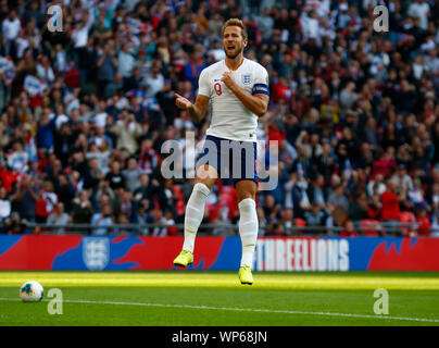 London, Großbritannien. 07 Sep, 2019. LONDON, ENGLAND. SEPTEMBER 07: Harry Kane von England feiert seinen 2. Ziel während der UEFA Euro Qualifier 2020 zwischen England und Bulgarien im Wembley Stadion in London, England am 07 September, 2019 Credit: Aktion Foto Sport/Alamy leben Nachrichten Stockfoto