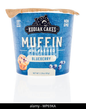 Wnneconne, WI - 6. September 2019: ein Paket von Park City Kodiak Kuchen muffin unleashed auf einem isolierten Hintergrund. Stockfoto