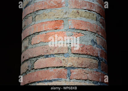 Close-up und Detail eines Backstein Backstein Säule Stockfoto