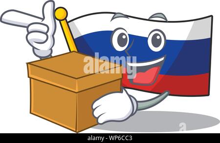 Mit box Flagge Russisch in Cartoon Schrank gelagert Stock Vektor