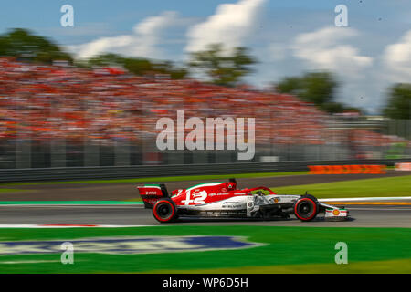 Monza, Italien, 07. September 2019, Kimi Räikkönen (FIN) ALFA ROMEO RACING C38 beim Grand Prix von Italien 2019 Heineken - Samstag - Qualifikationen - Formel 1 Meisterschaft - Credit: LPS/Alessio De Marco/Alamy leben Nachrichten Stockfoto