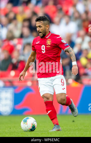 London, Großbritannien. 07 Sep, 2019. Wanderson Bulgariens während der UEFA 2020 European Championship Qualifier Match zwischen England und Bulgarien im Wembley Stadion, London, England am 7. September 2019. Foto von salvio Calabrese. Nur die redaktionelle Nutzung, eine Lizenz für die gewerbliche Nutzung erforderlich. Keine Verwendung in Wetten, Spiele oder einer einzelnen Verein/Liga/player Publikationen. Credit: UK Sport Pics Ltd/Alamy leben Nachrichten Stockfoto