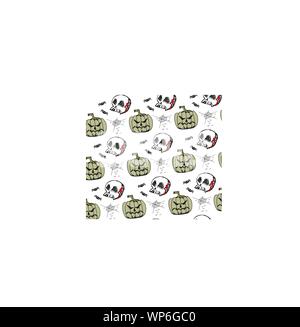 Halloween Pumpkin pattern, Spinnen und Schädel Stock Vektor