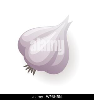 Knoblauch Symbol auf weißem Hintergrund, organisch Gesund Essen, frische Würze, Vector Illustration. Stock Vektor