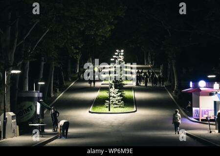 IASI, Rumänien - 24.August 2019: Nacht im Park. Park von Valea Trandafirilor in Chisinau. Stockfoto