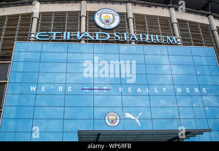 Die Etihad Stadium, in dem sich die Premier League zu Manchester City Football Club in England, Großbritannien Stockfoto